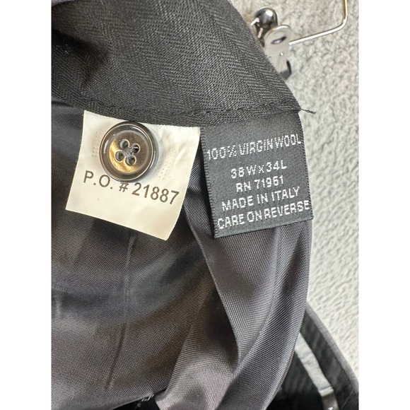 Bachrach Virgin Wool Gray Dress Pants Mens Size 38x34 Pleated Made In Italy NWT - Picture 8 of 9